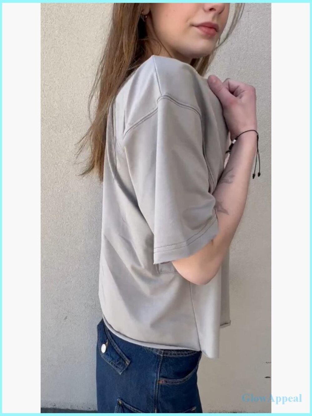 Oversized Crop Top Tee Short Sleeve Loose Fit Workout Casual - Picture 4 of 7